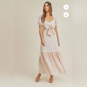 Mable Leah Maxi Blue Gingham Plaid Sz Small Dress